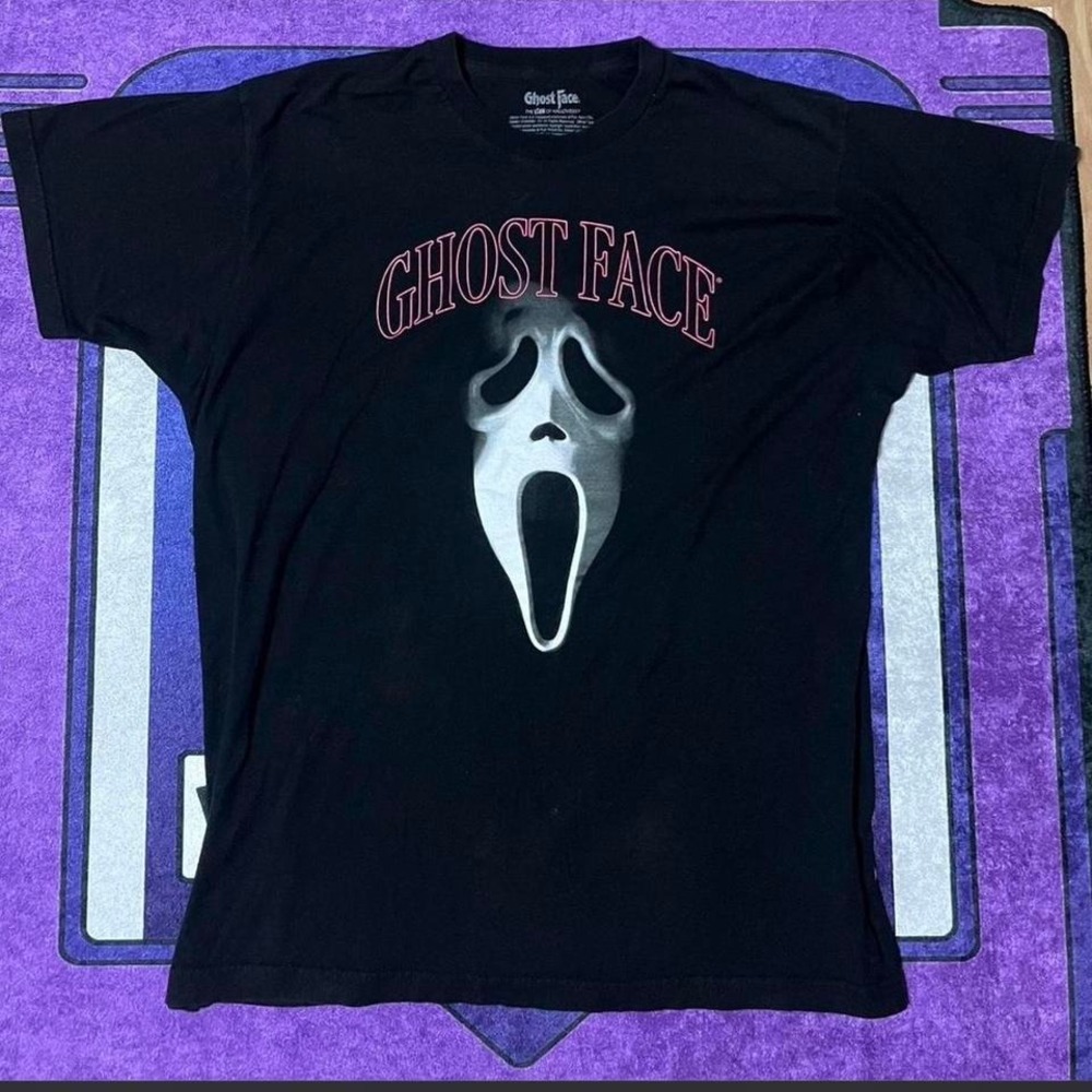 retro Ghostface scary movie black and light pink streetwear skater alt tee
